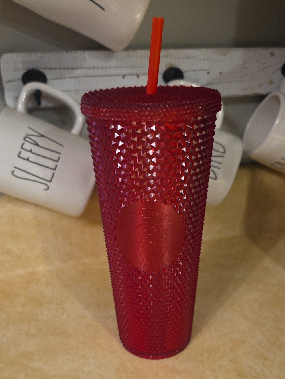 Starbucks Red Studded Tumbler with Red Straw